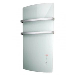 DEVA Szklany grzejnik hybrydowy 1500W, łazienkowy termowentylator z panelem na podczerwień, biały