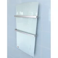 DEVA Szklany grzejnik hybrydowy 1500W, łazienkowy termowentylator z panelem na podczerwień, biały