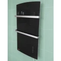 DEVA Szklany grzejnik hybrydowy 1500W, łazienkowy termowentylator z panelem na podczerwień, czarny